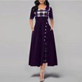 thumbnail image 4 of Star Même style Été Rue Tempérament Femmes S Manches Courtes Col Rond Grande Robe swing Rouge L, 4 of 6