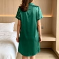 thumbnail image 2 of VONCOS Button Down Nightgowns for Women Cozy Silk Pajama Dress Shorts Sleeve Loungewear Sleepwear for Home Hotel Vacation, Green Size 2XL, 2 of 4