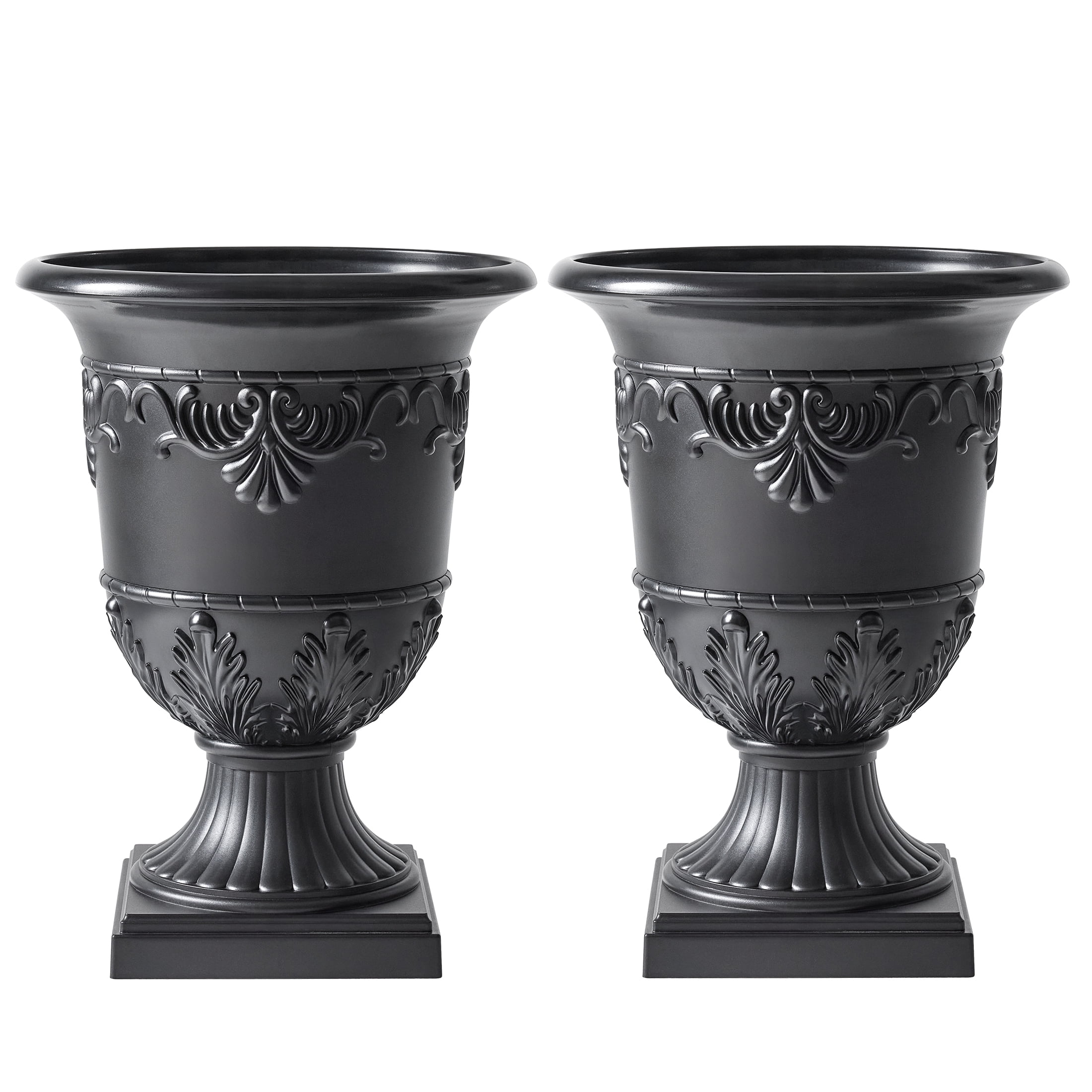 DR.Planzen 16 x 12 Inches Classic Urn Planter, Plastic Flower Pots for Indoor & Outdoor Use, Lightweight Planters for Garden, Patio, Porch, Wedding & Event Decor
