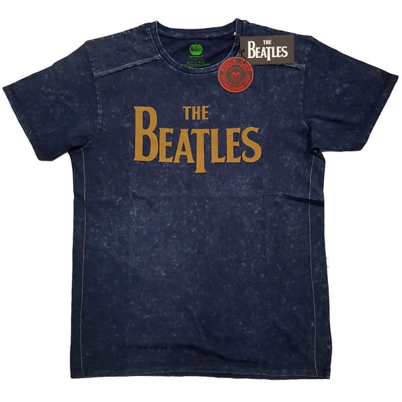 Men's Beatles Drop T Logo Snow Wash Tee Vintage T-shirt Small Navy