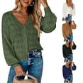 thumbnail image 6 of Cropped Cardigan Sweaters for Women Long Sleeve Crochet Knit Shrug Open Front V-Neck Button up Tops, 6 of 9