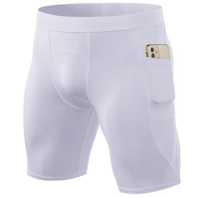 Pantalones cortos deportivos para hombre, ajustados, de secado rápido, para entrenamiento, con bolsillo, elásticos, transpirables, para correr y fitness
