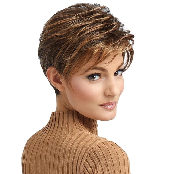 DAPRZIY Wigs Gradient Synthetic Fiber Short Curly Hair Full for Women Heat Resistan