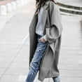 thumbnail image 4 of Casual Long Jacket With Pockets Solid Color Single Breasted Lapel Woolen Coat For Women Warm Winter Clothing, 4 of 9