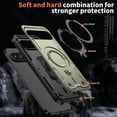 thumbnail image 4 of KOMI Magnetic Case for Google Pixel 9A with Rotatable Ring Holder [Compatible with MagSafe] Military Shockproof Kickstand Protective Case for Google Pixel 9A, Green, 4 of 5