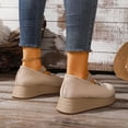 thumbnail image 2 of Beige Ladies Casual Shoes With Wedge Heel And Round Toe For Leisure Activities Trendy And Durable For All Year, 2 of 9