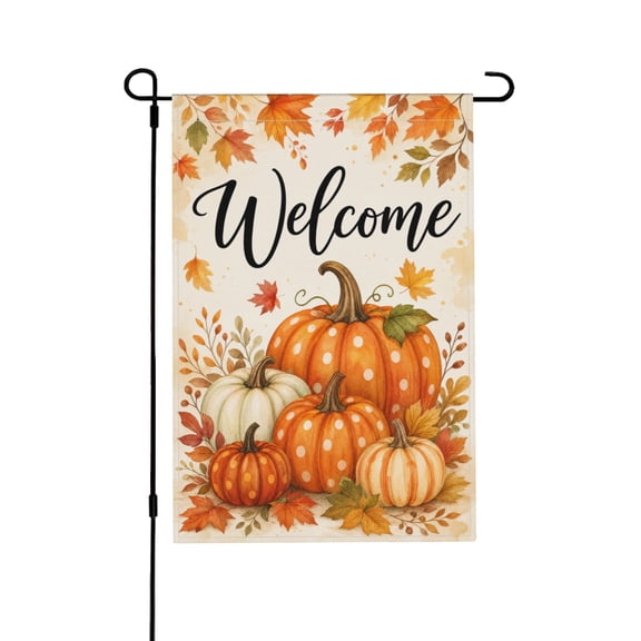 Garden Flag Welcome Pumpkins & Autumn Leaves Outdoor Decor 12x18 Inch