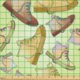 thumbnail image 2 of Ambesonne Fashion Fabric by the Yard Upholstery, Hand-Drawn Shoes with Laces, 1 Yard, Pale Rust Marigold and Pink, 2 of 5
