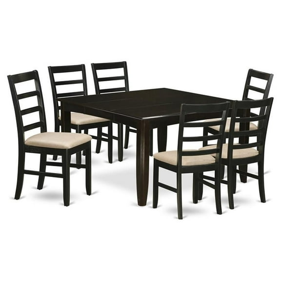 East West Furniture Parfait 7-piece Wood Dining Set in Cappuccino