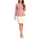 thumbnail image 2 of INSPIRAR CHIC Blusas Peplum para Mujeres de Manga 3/4 con Cinturón Elegante para Trabajo en Negocios S Gris Rosa, 2 of 6
