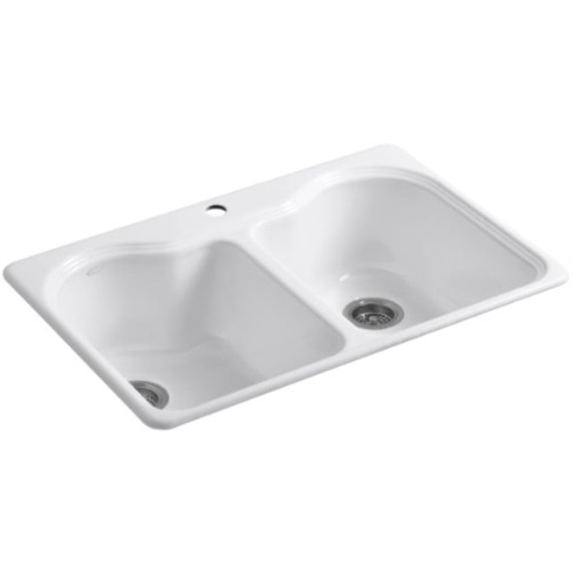 Photo 1 of KOHLER K-5818-1-0 Hartland Self-Rimming Kitchen Sink with Single-Hole Faucet Drilling, White