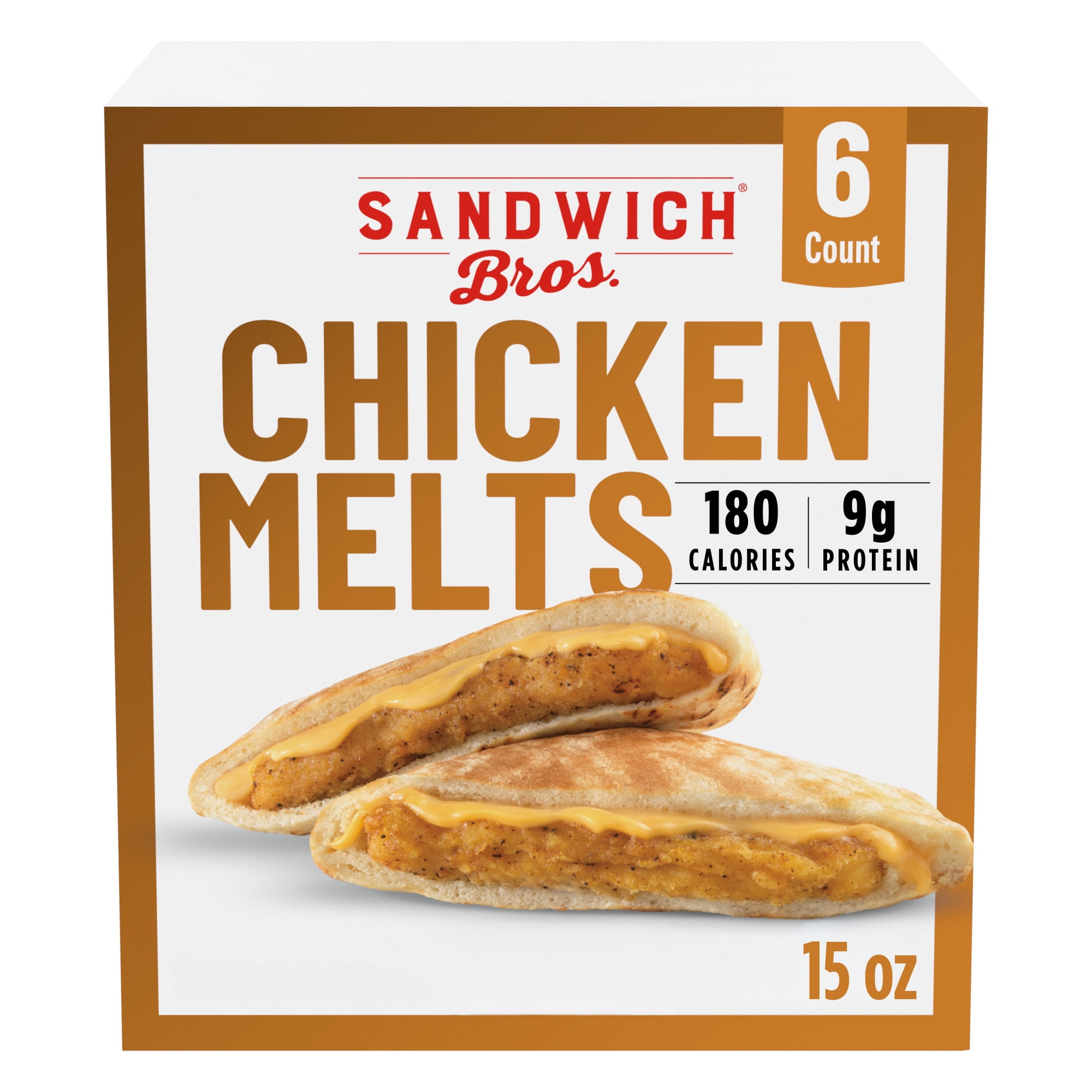 Sandwich Bros. Chicken Melts, Frozen Pita Sandwiches, 15 oz., 6-Count