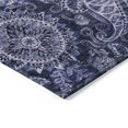 thumbnail image 4 of HomeRoots 603180 5 x 8 ft. Navy Blue, Gray & Green Floral Medallion Washable Indoor & Outdoor Rectangle Area Rug, 4 of 5