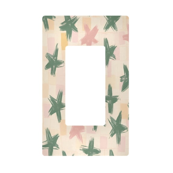 Yayeee Rocker Switch Wall Plate 1-Gang 4.6"x2.9" Home Decorative Outlet Cover, Pastel Pink Stars