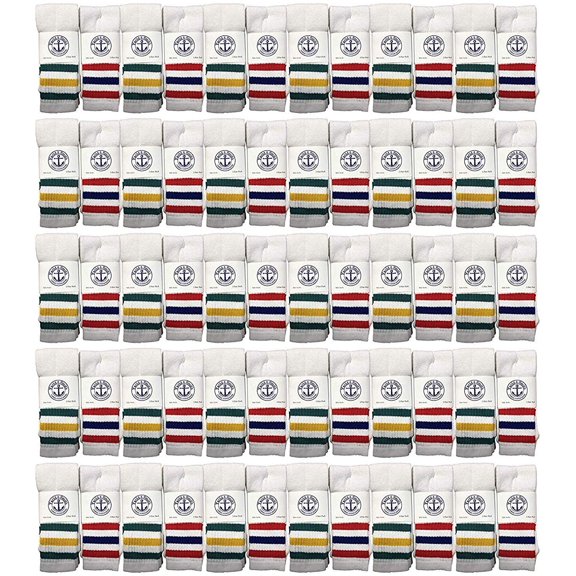 Yacht & Smith Old Retro Striped Cotton Tube Socks Wholesale Bulk Cotton Sport Socks (120, Womens (9-11))