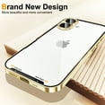 thumbnail image 4 of Allytechgroup Clear Phone Case for iPhone 16 Pro Max with 1x Screen Protector,  Not-Yellowing Shockproof Bumper Protective Rugged Slim Fit Luxury Back Cover Case for iPhone 16 Pro Max, Gold, 4 of 8