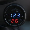 thumbnail image 3 of Voltímetro digital LED para coche 3 en 1 de 12/24 V + termómetro + cargador USB (azul) Sywqhk Accesorios para autos y motos, 3 of 8