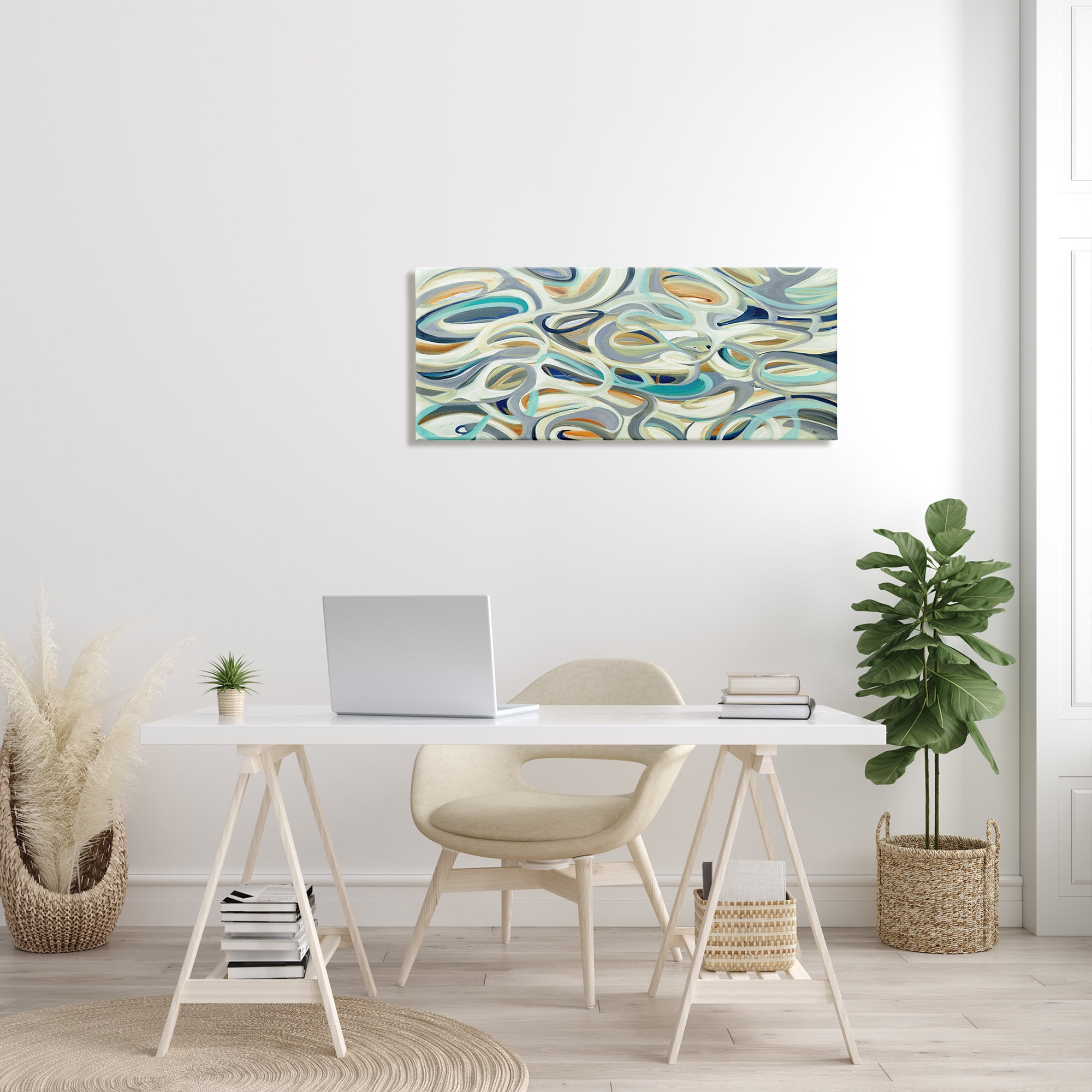 Stupell Industries Layers of Curved Lines Nautical Tone Abstract Movement, 17 x 40, Designed by Lisa Ridgers