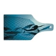 thumbnail image 2 of Underwater Cutting Board, Mermaid Rescues Flight of Dolphins from Fishing Net Freedom Diverrtwork Print, Decorative Tempered Glass Cutting and Serving Board, Wine Bottle Shape, Blue, by Ambesonne, 2 of 5