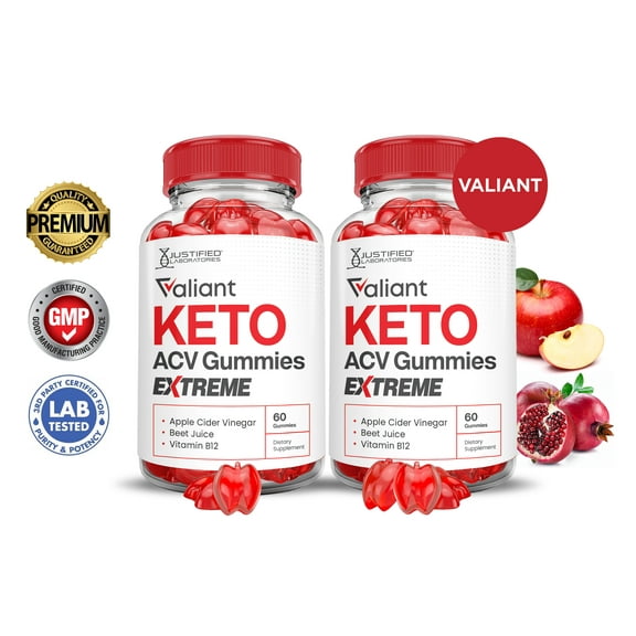 (2 Pack) Valiant Keto Extreme ACV Gummies 2000mg Dietary Supplement 120 Gummys