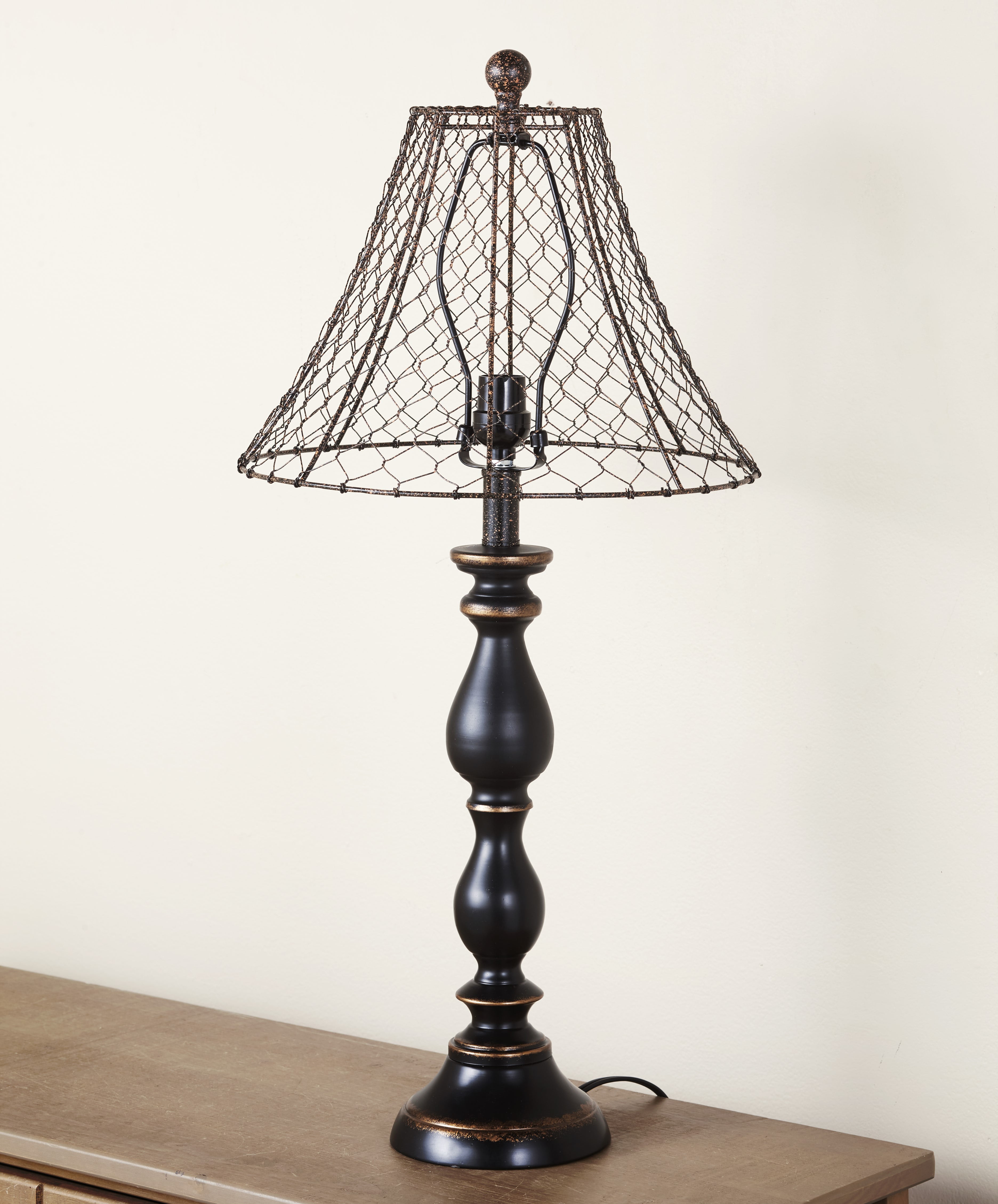 Rustic Chicken Wire Shade Touch Lamp with Distressed Finish - Walmart.com