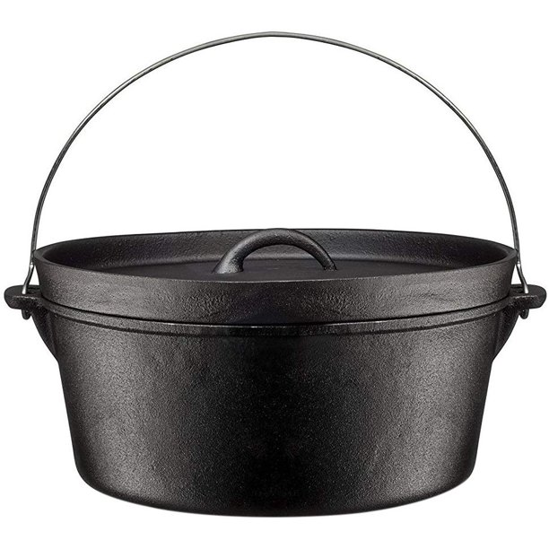 Bruntmor PreSeasoned Cast Iron Dutch Oven with Flanged Lid Iron Cover