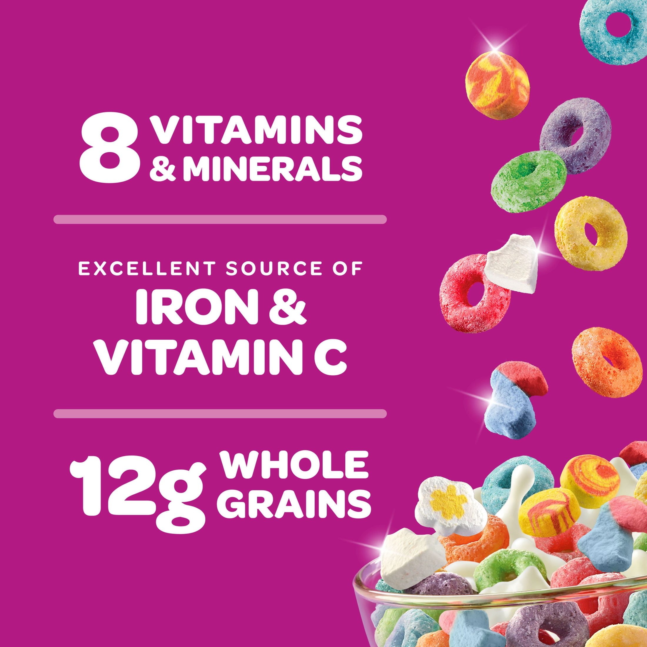 (8 pack) Kellogg's Froot Loops Original with Marshmallows Breakfast Cereal, 12g Whole Grains, 9.3  oz