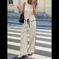 thumbnail image 4 of Conjunto de Dos Piezas para Mujer: Chaleco Sin Mangas de un Solo Pecho y Pantalón con Cordón, en Color Contrastante. Albaricoque M, 4 of 9