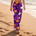 thumbnail image 4 of Womens Halloween Pajama Pants Drawstring Wide Leg Lounge Sleep Bottoms Relaxed Fit Full Length Comfy Pjs Breezy Wide Leg with Adjustable Waist for Cozy Nights Dark Purple XL, 4 of 6