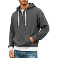 thumbnail image 3 of Seffadzy Men's Waffle Knit Hooded Quarter Zip Pullover Sweatshirt with Pockets Drawstring Long Sleeve Solid Color Casual Top Dark Blue XL, 3 of 6