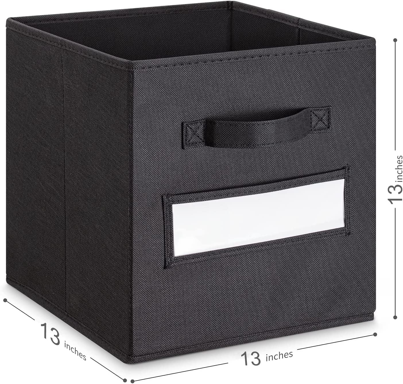 13x13 Inch Cube Storage Bins(Set of 8)-Basket Bins with 8 Labels Window Cards & a Pen - Collapsible Storage Organizer Boxes Cube For Nursery Home & Office-Black