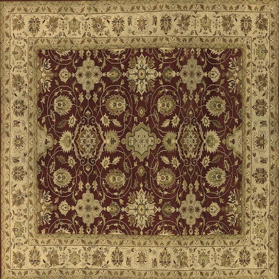 Ahgly Company Indoor Square Oriental Brown Industrial Area Rugs, 6' Square