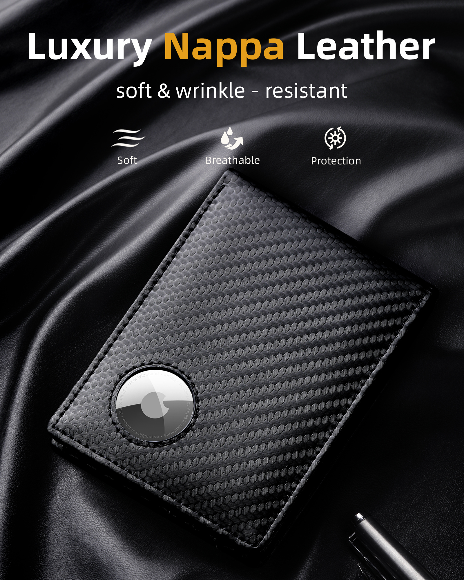 Comvin Slim Leather Wallet for Men with AirTag Pocket photo 6