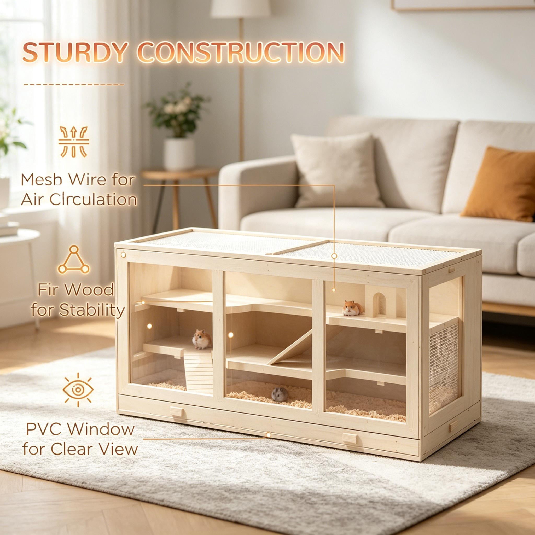 Small Animal Habitat, Rat Cage Wooden Hamster Cage Gerbil Cage