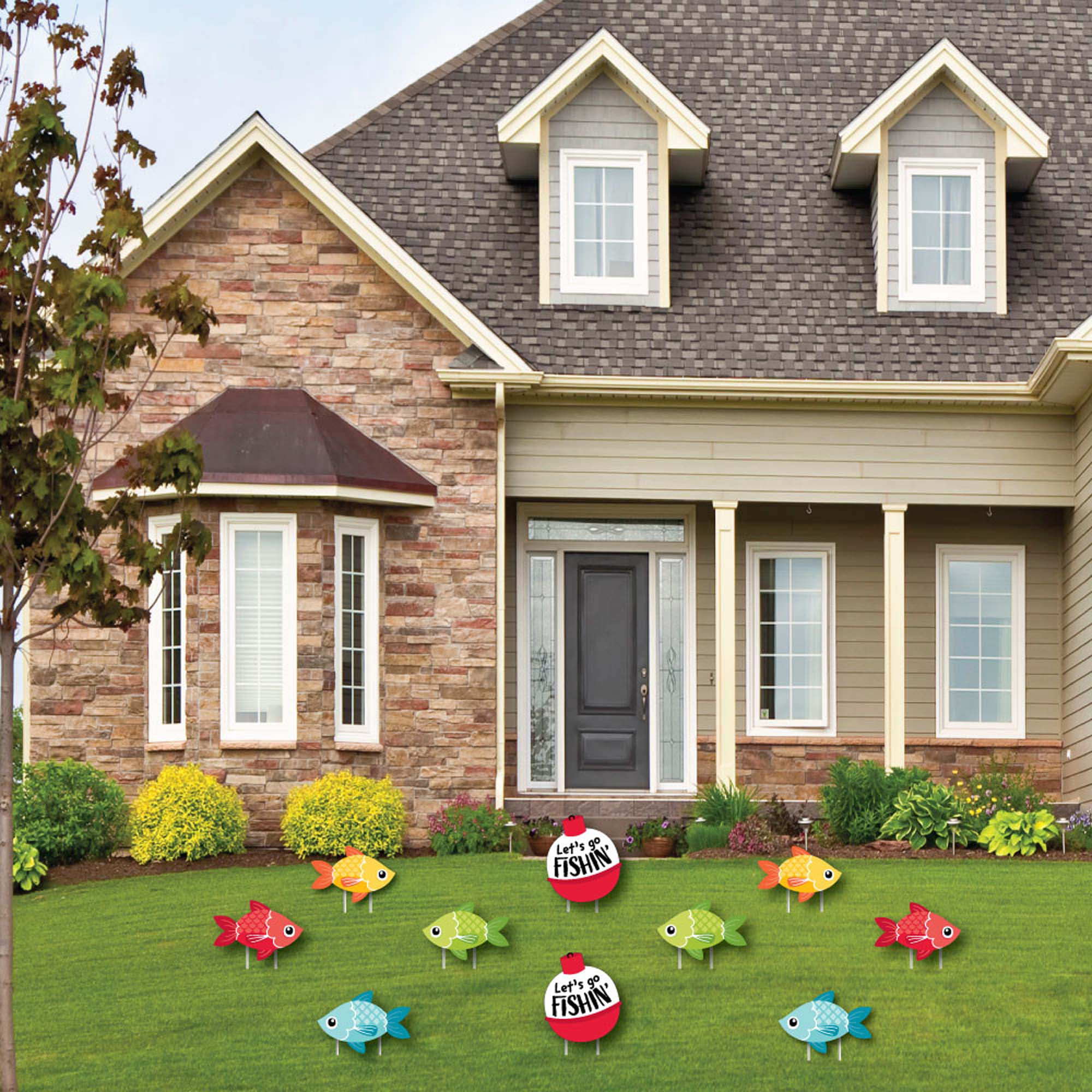 Big Dot of Happiness Let's Go Fishing - Bobber Lawn Decorations