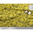 thumbnail image 2 of Soimoi Yellow Poly Georgette Fabric Filigree Damask Print Fabric by the Yard 52 Inch Wide, 2 of 3