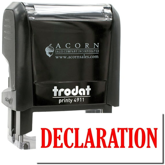 Self-Inking Declaration Stamp, Trodat Printy 4911, Press and Print Stamping, Impression Size 5/8" x 1-1/2", Up to 10,000 Impressions - Red Ink