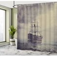 thumbnail image 5 of Ambesonne Nautical Shower Curtain, Old Pirate Ship in Sea, 69"Wx70"L, Plum Tan, 5 of 5