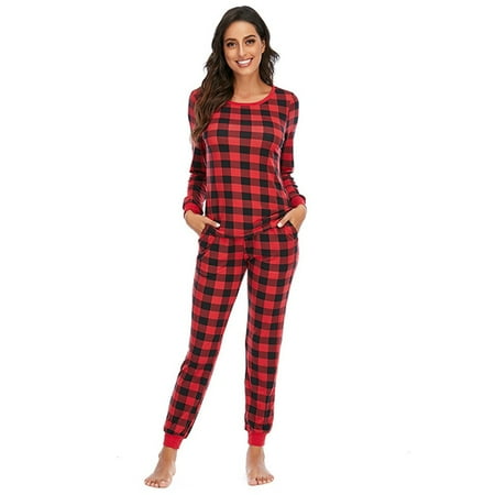 

Women s Plaid Pajamas Set Soft Long SleeveSleepwear 2 Piece Classic Lounge Sets for Home