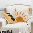 thumbnail image 3 of Fundas de almohada decorativas bohemias de 18 x 18, fundas de almohada coloridas, fundas de almohadas con mechones de algodón para el sol, fundas con borlas para sofá, amarillo y blanco ER, 3 of 4