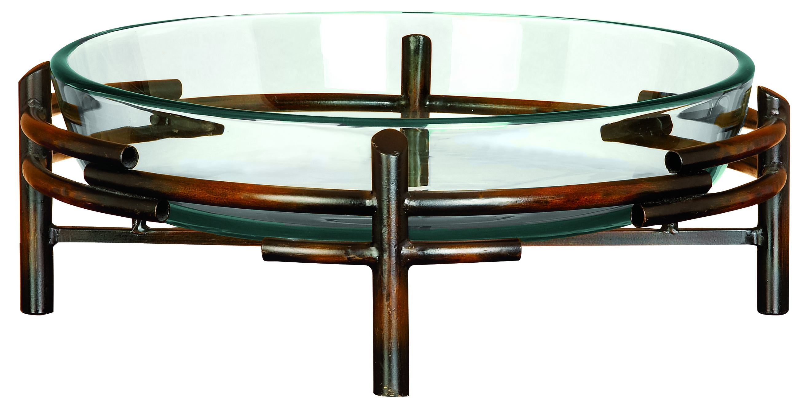 Glass Bowl Metal Stand Beautifully Sculptured