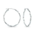 thumbnail image 6 of Tilo Jewelry 10K White Gold Twisted Round Creole Hoop Earrings | 30mm | Everyday Earrings for Women & Unisex, 6 of 11