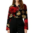 thumbnail image 5 of Kixjoy Valentine Shirts for Women Long Sleeve Casual V Neck Tops Fashion Button Down Spring Collared Shirts Soft Valentine Business Shirts for Women, Deep Red 2XL, 5 of 5