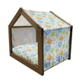 thumbnail image 2 of Floral Pet House, Colorful Sketch Style Roses with Hearts and Leaves Botanic Theme, Outdoor & Indoor Portable Dog Kennel with Pillow and Cover, 5 Sizes, Lime Green Sky Blue, by Ambesonne, 2 of 5