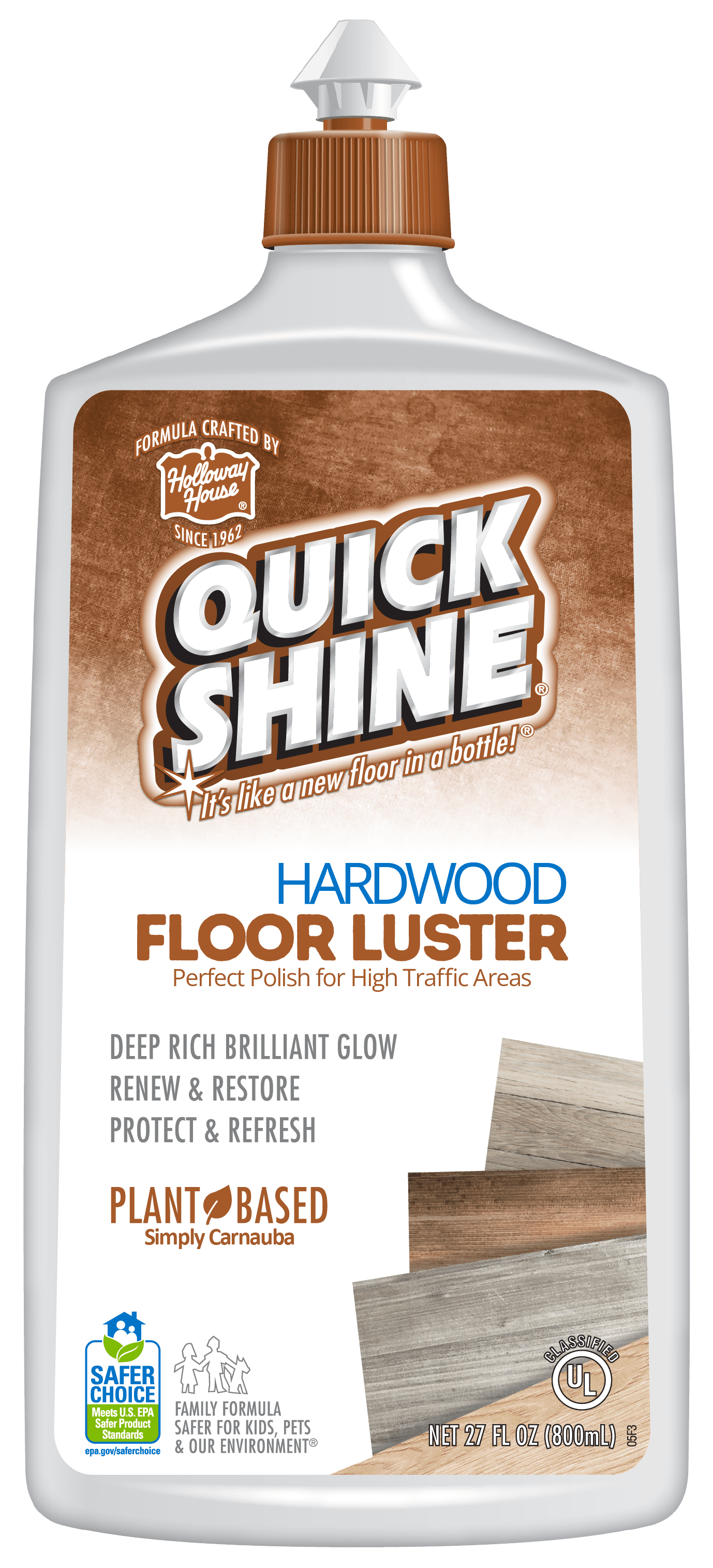 Quick Shine Liquid High Traffic Hardwood Floor Luster, 27 fl. oz., Household Floor Cleaner & Polish