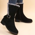 thumbnail image 4 of JHOKCI Womens Plush Lined Winter Boots Low Heel Wide Calf Side Zipper Cozy Warm Mid Calf Snow Boots, 4 of 9