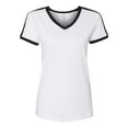 thumbnail image 3 of LAT Women's Retro Ringer Fine Jersey V-Neck Tee Size up to 2XL, 3 of 4