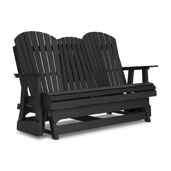 Bowery Hill Contemporary Plastic Black Outdoor Glider Loveseat