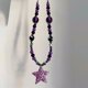 thumbnail image 3 of Collar de estrella de cinco puntas con lentejuelas moradas y cadena de clavícula con cuentas de nicho de tendencia, 3 of 5