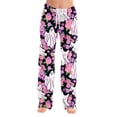 thumbnail image 3 of IYYVV Halloween Pajama Pants for Women Pumpkin Ghost Pattern Print Lounge Pant Elastic Waist Loose Pj Bottoms Pink 3XLL, 3 of 6